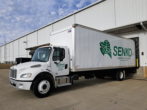 Senko truck backed into loading dock